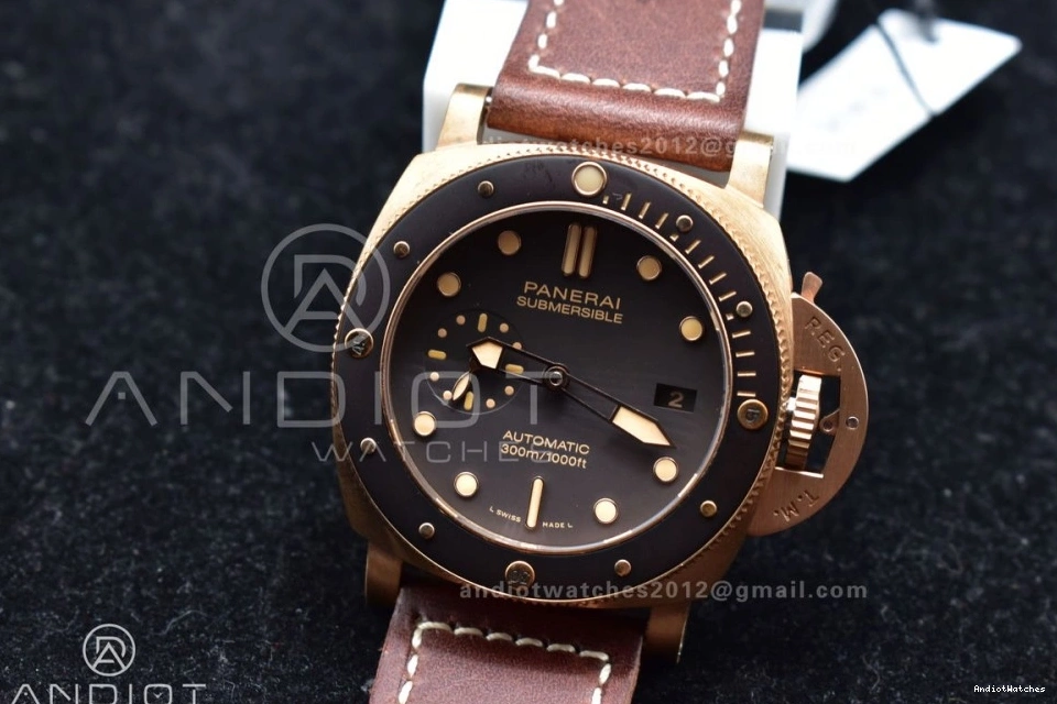 1:1 on VSF SunProtective PAM968 Strap and Brown Clone Calfskin P.9010 Dial Bezel Edition V Best Ceramic 995 Brown Bronzo 0415